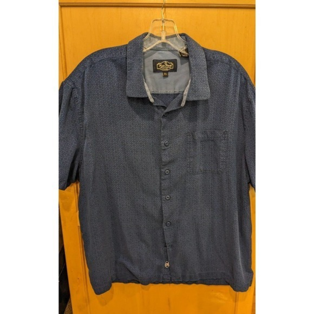Nat Nast Luxury Originals Men's Short Sleeve Pocket Silk Blend‎ Button Down XL